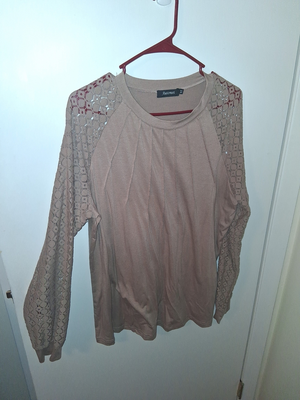 Autograph Mauve Lace-Panel Long Sleeve Top With Lace Sleeves